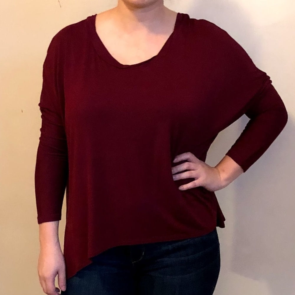 Maroon Split Back T-shirt